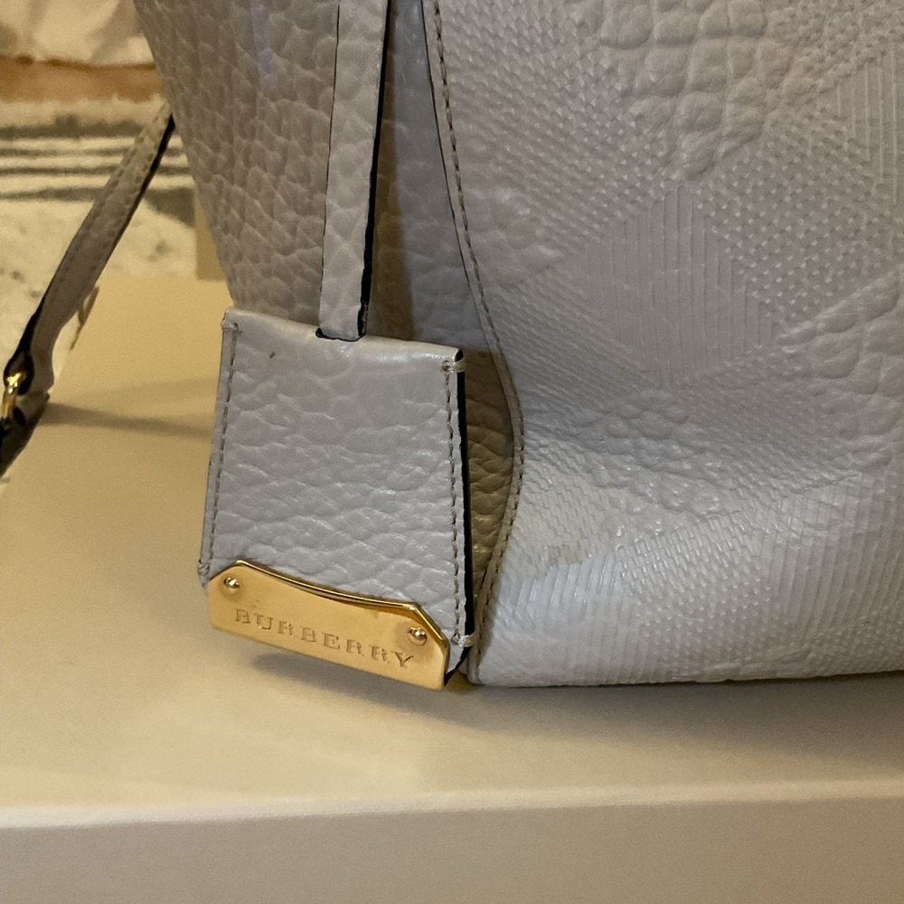 AUTHENTIC  BURBERRY  MEDIUM CANTERBURY  TOTE BAG IN LIGHT GRAYISH TAUPE - Picture 2 of 14